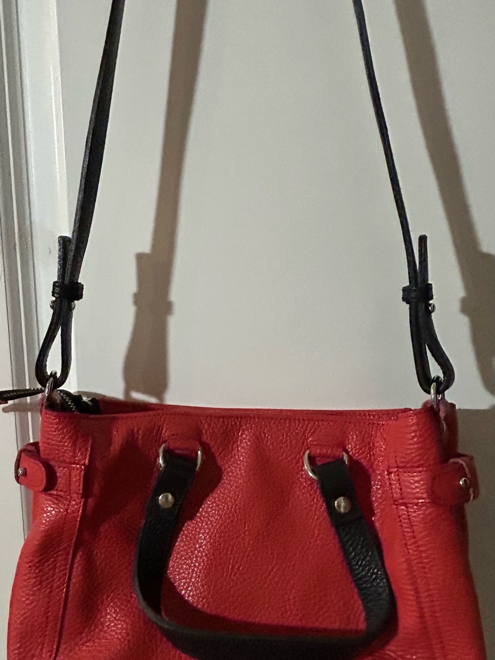 Barbara Rihl Red Leather Patchwork Handbag - Picture 3 of 5